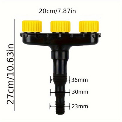 1pc Adjustable Multi-Head Garden Hose Nozzle Sprayer, Durable Plastic, Sleek Black Design, Efficient Watering for Lawn, Vegetables & Flowers, Fits US Garden Hoses, Garden Watering Tool