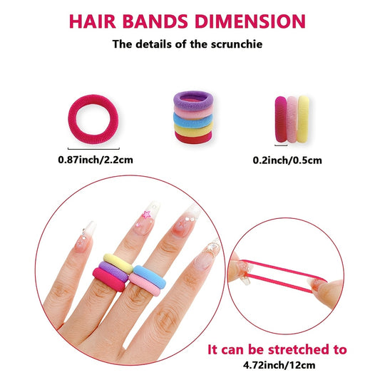 99/200/400/600pcs Sweet High Elasticity Durable Hair Ties for Girls, Cute Fashion Girl's Gift