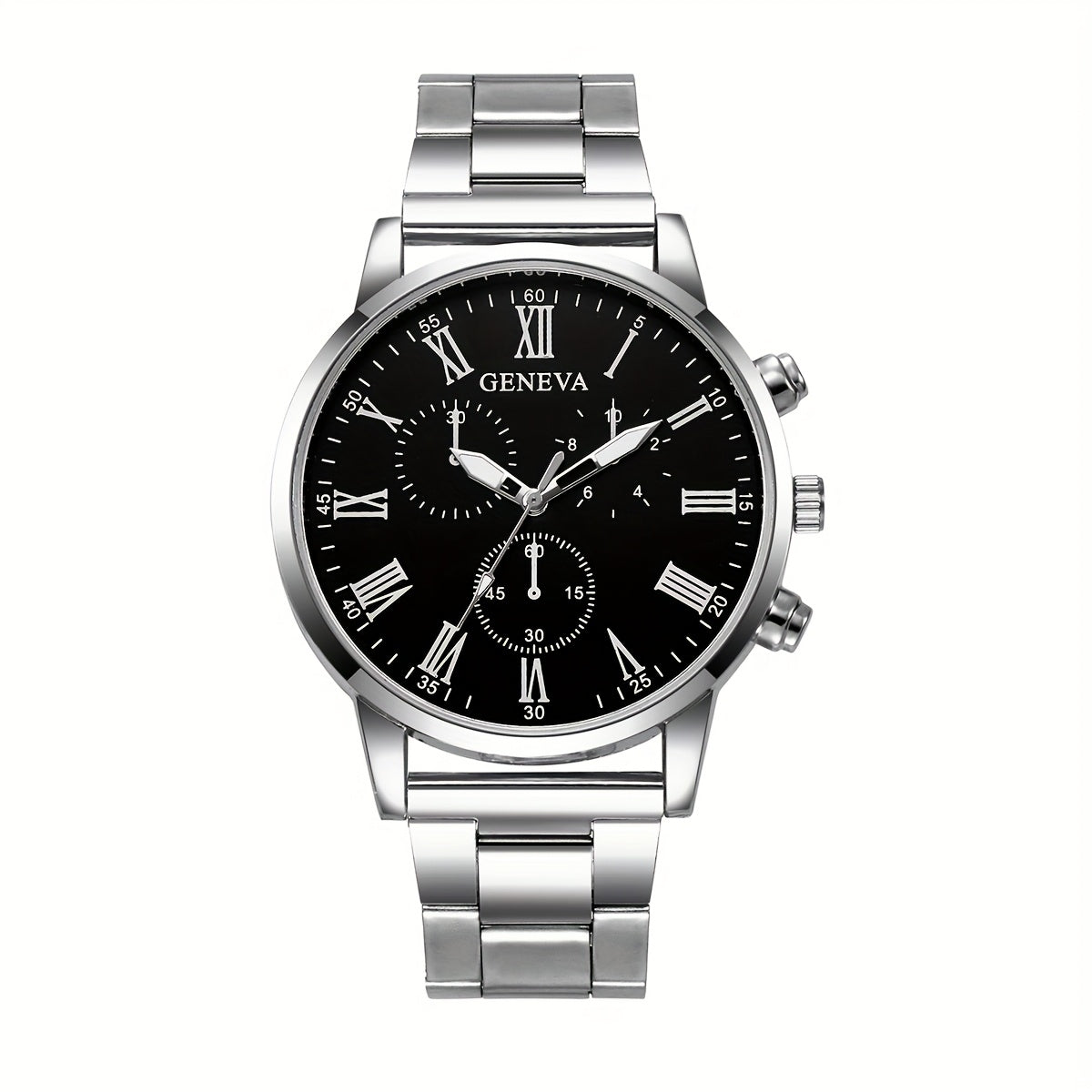 3pcs Men'S Fashion Casual Roman Numeral Quartz Watch with Necklace and Bracelet Set, Suitable for Father'S Day, Teacher'S Day, Thanksgiving, Students, Graduation, Birthday, Best Gift