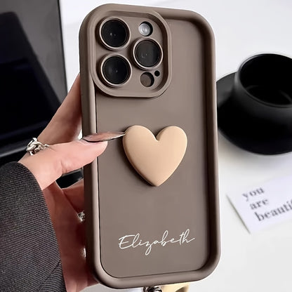 Personalized Customized Name Case for iPhone 17 16 15 14 13 12 11 Pro Max Luxury Acrylic 3D Love Heart Soft DIY Shockproof Gift Cover 14 15 16 Plus 17 Air