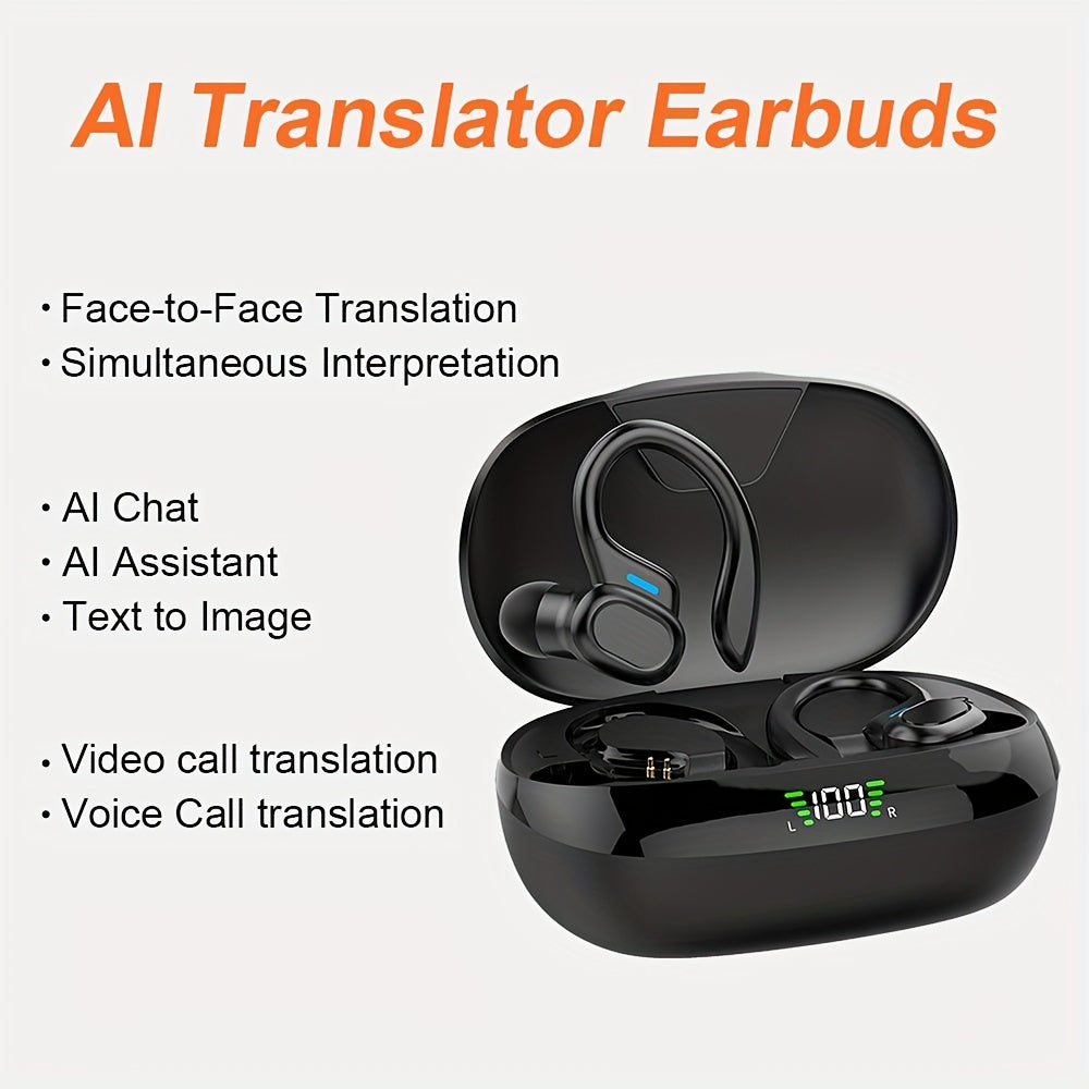 Smart Wireless Headphones with AI Translation Capabilities - Supports Multiple Languages, Offers Real-Time Translation, And Can Record Meetings - Ideal for Travel, Business, And Professional Use.
