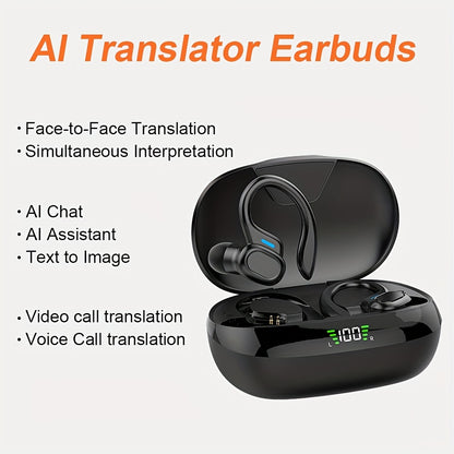 Smart Wireless Headphones with AI Translation Capabilities - Supports Multiple Languages, Offers Real-Time Translation, And Can Record Meetings - Ideal for Travel, Business, And Professional Use.