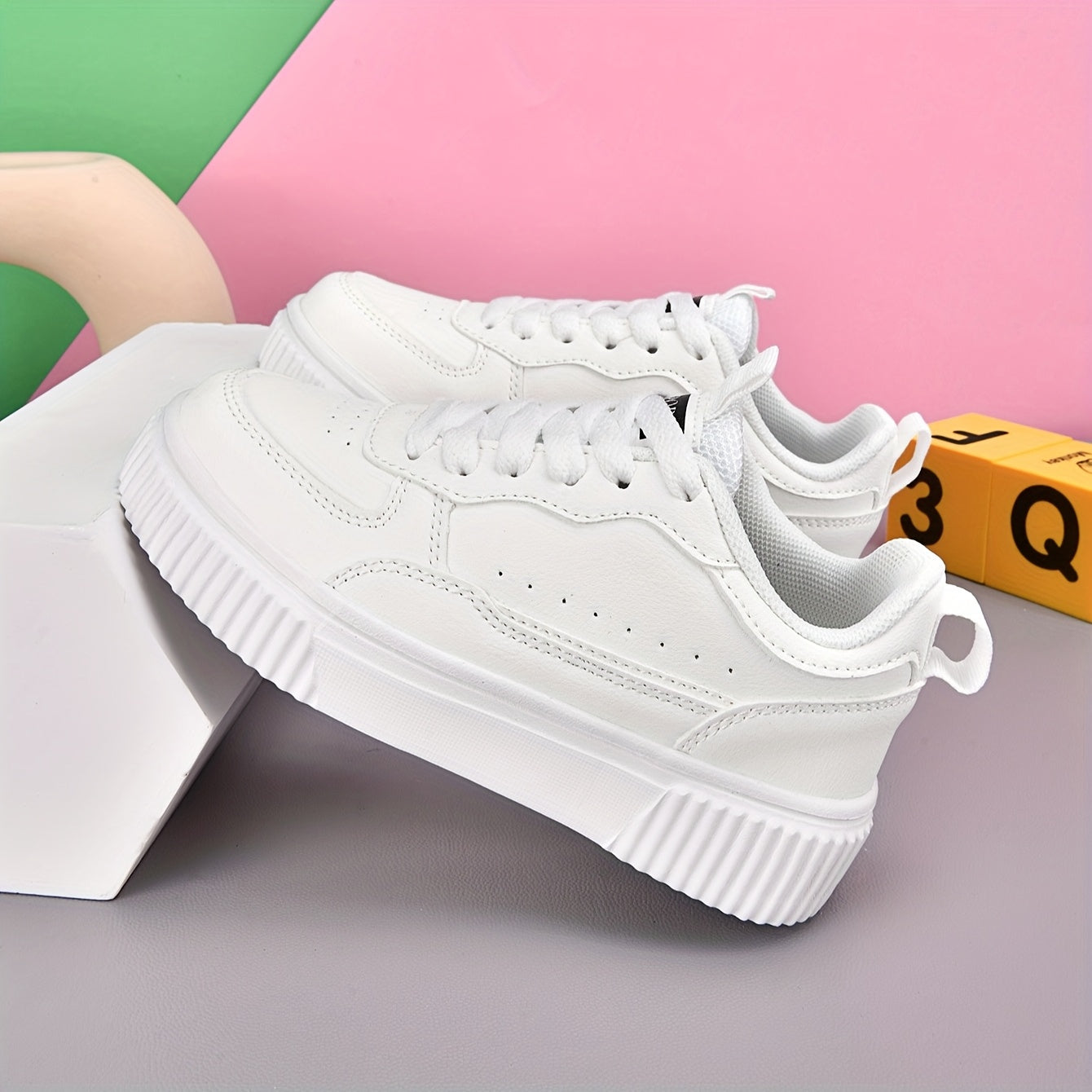 Boys Girls Low-Top Casual Sneakers - White & Navy Blue Synthetic Cover with EVA Cushioned Sole, Breathable Fabric Lining & Durable Durable Traction for School, Sports & Casual Attire, School Shoes, Sleek Shoe Design