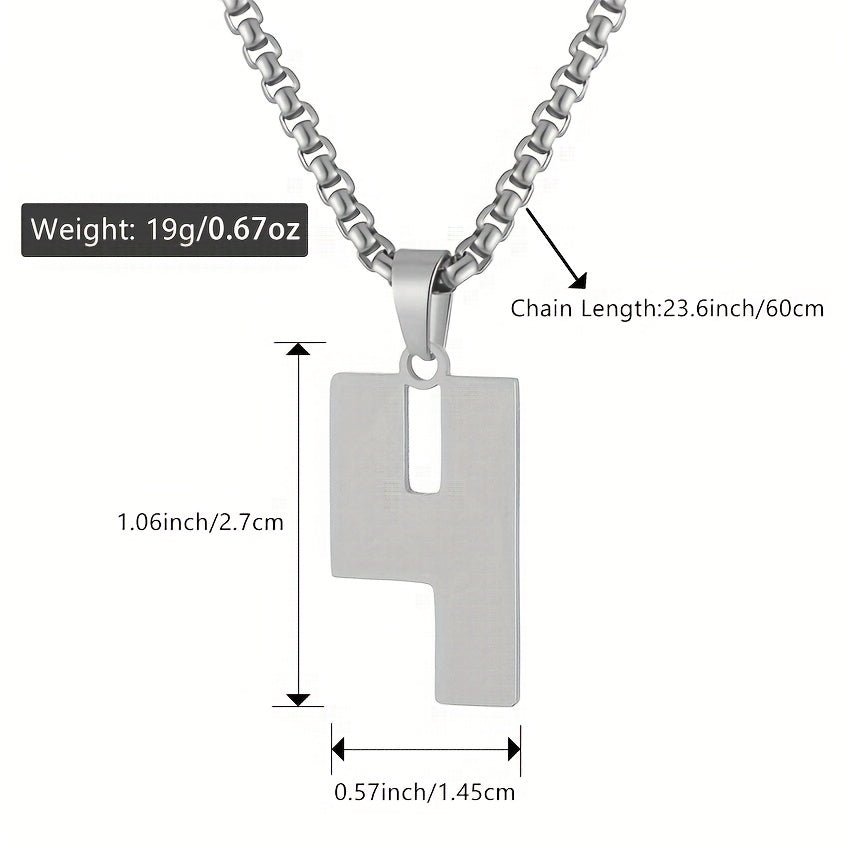0-19 Men Athletes Number Pendant Necklace Stainless Steel Sports Number Pendant Long Chain Necklaces for Boys Baseball/Basketball/Football Team Jewelry Gifts