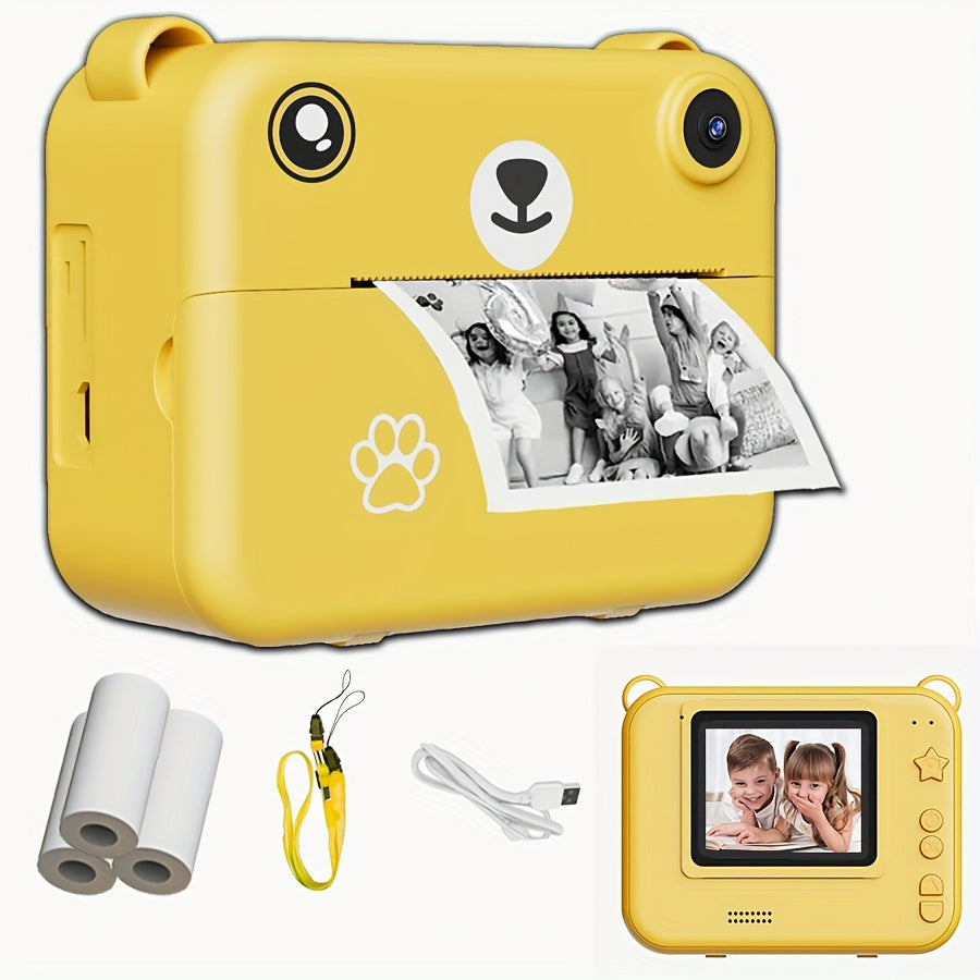 Mini Thermal Portable Instant Printing Camera for Kids, 3/5/10S Delayed Photography with USB Charger 1500mAh Battery And Three Rolls Printing Paper