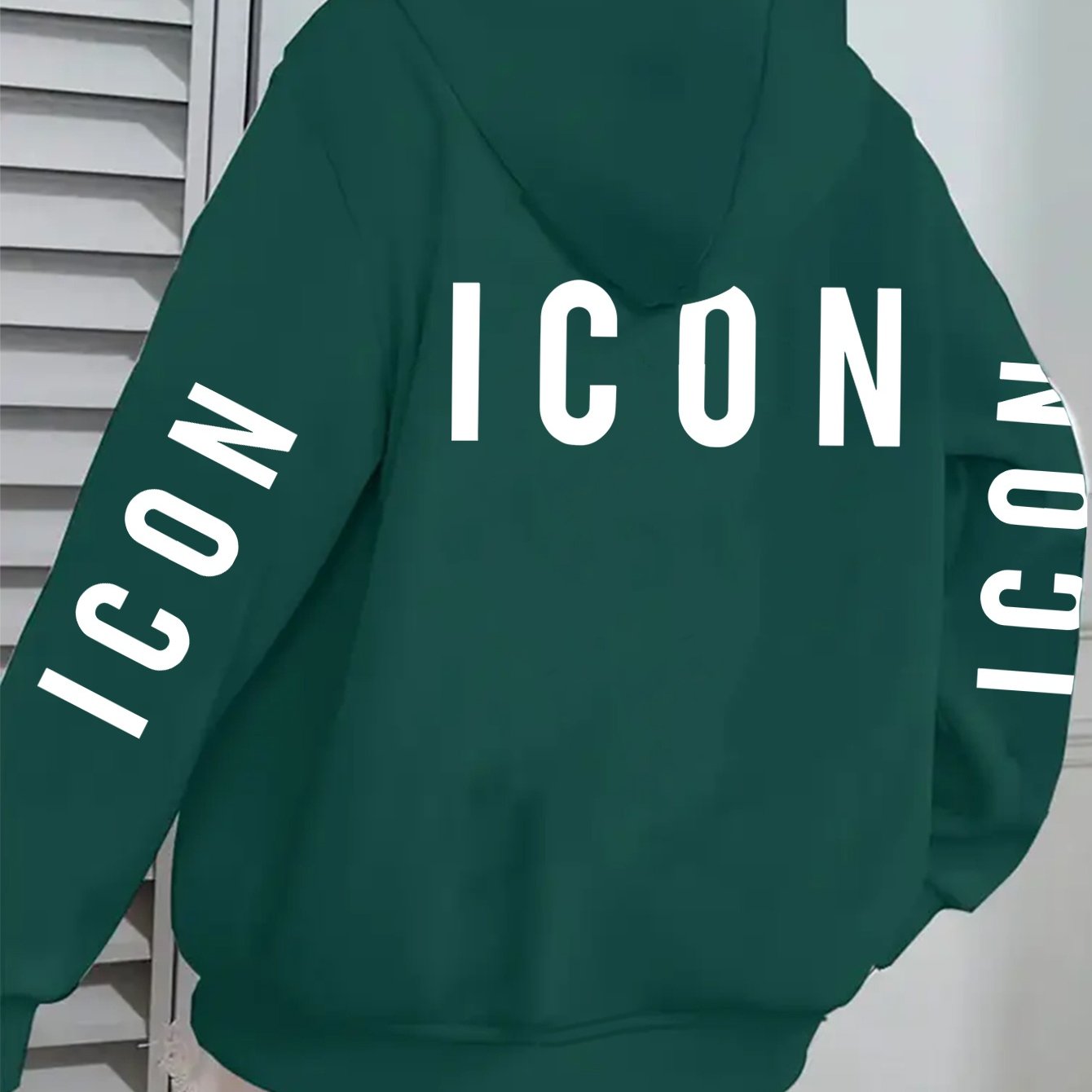 1pc Women'S Pink Hoodie with "ICON" Letter Print - Cozy Long-Sleeve Zip-Up Sweatshirt, Machine Washable, Casual Fall/Winter Pullover with Pockets, Casual Winter Wear | Trendy Casual Hoodie | Machine Washable Fabric