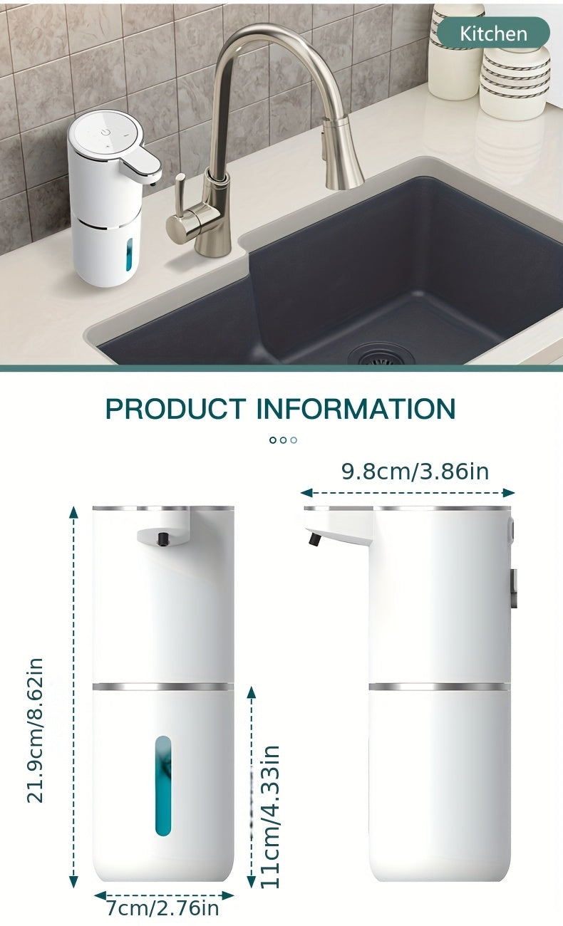 380Ml Automatic Soap Dispenser with Touchless Sensor - Wall-Mounted, Rechargeable Lithium Battery, USB Charging, Modern Black Design for Bathroom And Kitchen, Bathroom Soap Dispenser|Modern Soap Dispenser|Touchless Soap Dispe