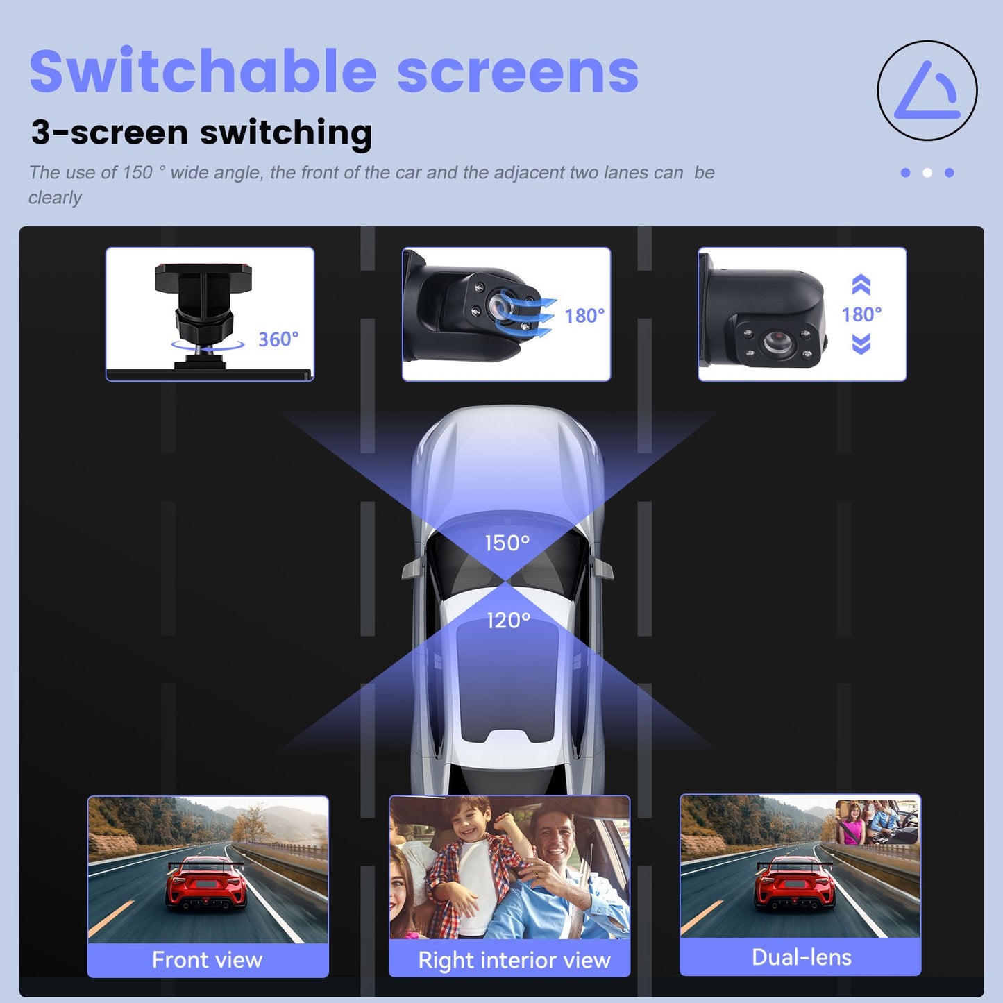 Podofo 2025 Latest 1080P Dual Dash Cam for Cars - Front & Inside Camera with 32GB Card, 8.03cm IPS Screen, IR Night Vision, 170° Wide Angle, Loop Recording, G-Sensor, Motion Detection, 24H Parking Mode - Perfect New Car, Hol