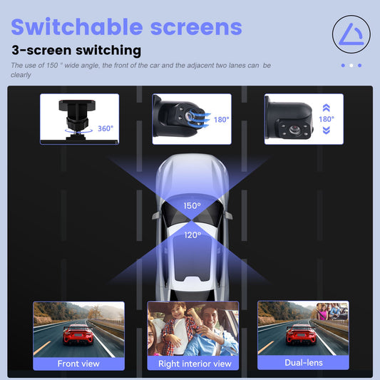 Podofo 2025 Latest 1080P Dual Dash Cam for Cars - Front & Inside Camera with 32GB Card, 8.03cm IPS Screen, IR Night Vision, 170° Wide Angle, Loop Recording, G-Sensor, Motion Detection, 24H Parking Mode - Perfect New Car, Hol