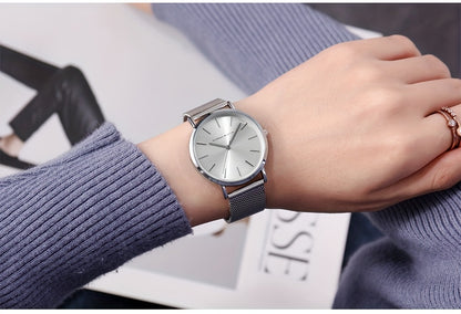 New Arrival 1pc Fashionable 's Rose Golden Watch, Golden & Silvery Stainless Steel Mesh Strap, Gorgeous Quartz Watch, Suitable for Daily Vacation Banquet Wear, Comes with Black Exquisite Box and Also Suitable as Gift - Girlfr