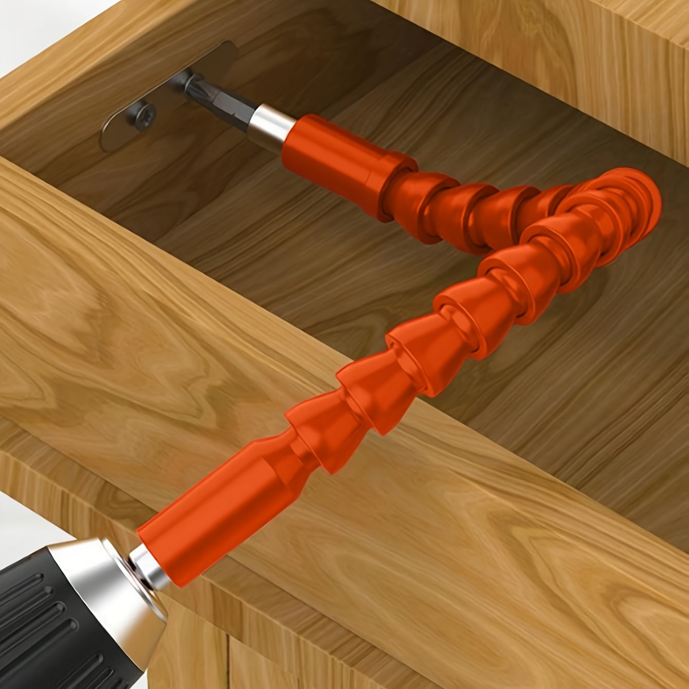 1pc Electric Drill Universal Joint, Orange, Universal Soft Shaft, Electric Screwdriver Drill Bit Extension Holder, Hand Drill Connecting Rod, Multi-functional Flexible Drill Bit Holder