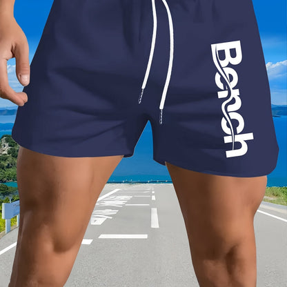 Men'S Quick-Dry Swim Trunks with Drawstring Waist - Vibrant Pink Geometric Pattern Beach Shorts, Breathable Regular Fit Casual Swimwear for Summer, Bathing Suits, Quickdrying Fabric