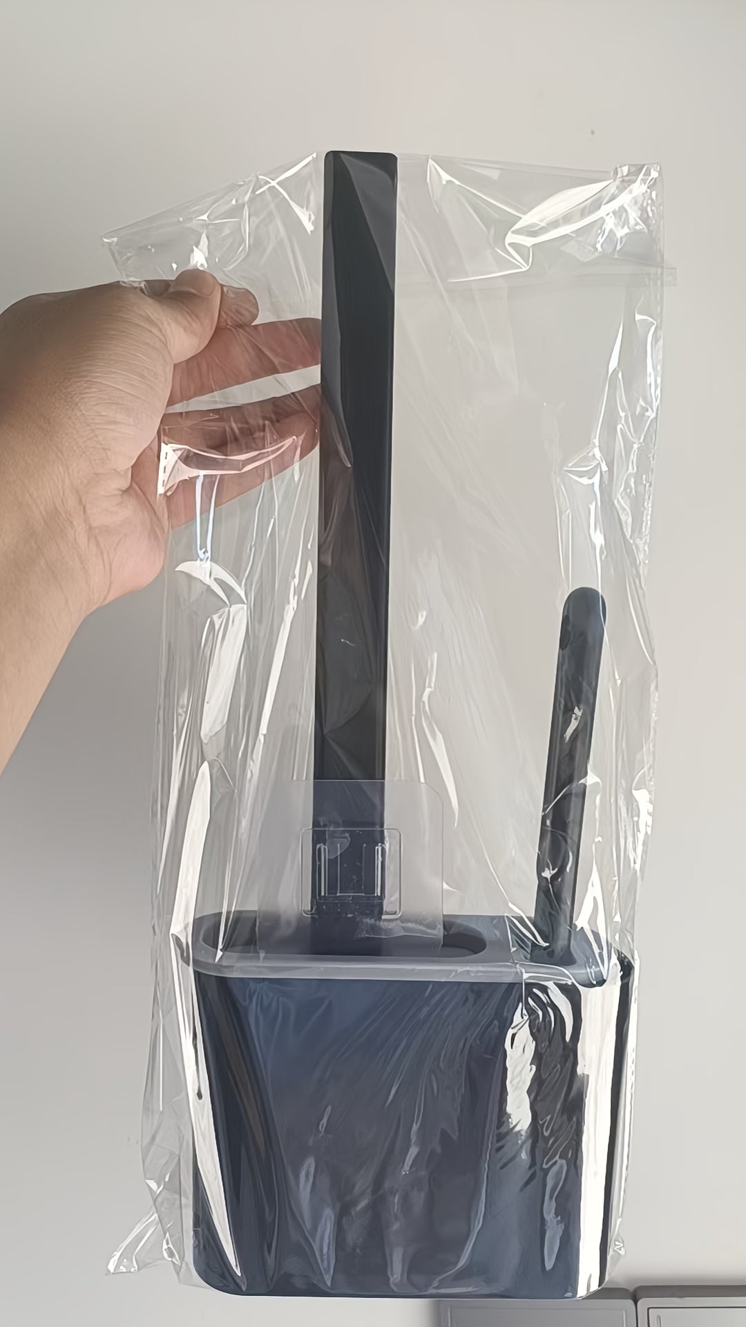 Silicone Toilet Brush with Wall-Mounted Storage Box - Flat Head Design, Suitable for Bathroom and Kitchen Cleaning, Durable Black Silicone Material, Easy to Hang Organizer