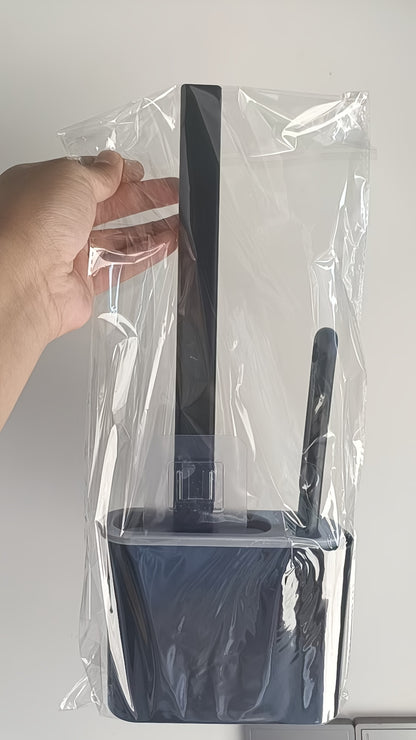 Silicone Toilet Brush with Wall-Mounted Storage Box - Flat Head Design, Suitable for Bathroom and Kitchen Cleaning, Durable Black Silicone Material, Easy to Hang Organizer