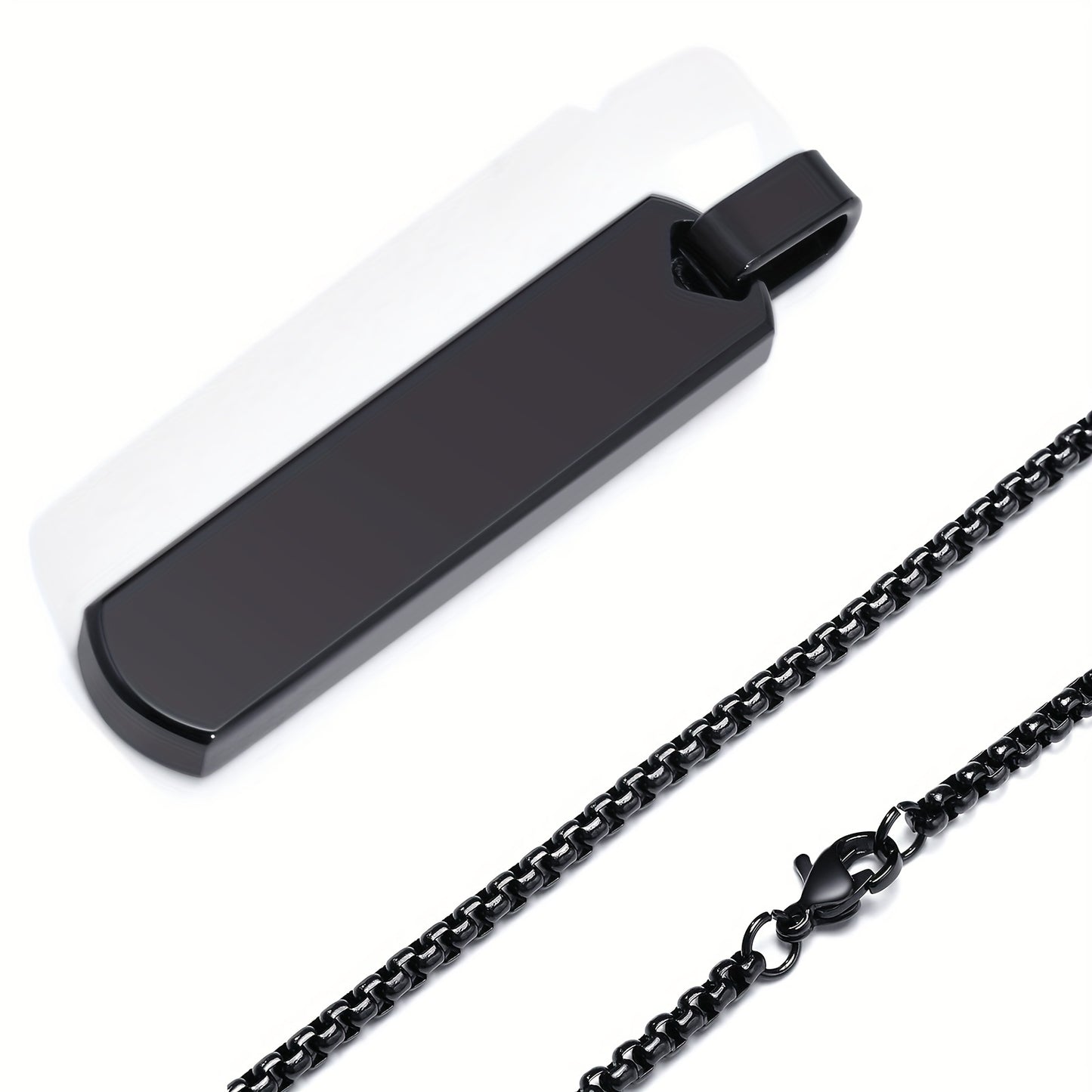 Letter Necklace Pendant Made of Stainless Steel, Featuring a Laser-Etched Design of 26 Letters, Polished for a Stylish 3D Rectangular Look, Suitable for Men.