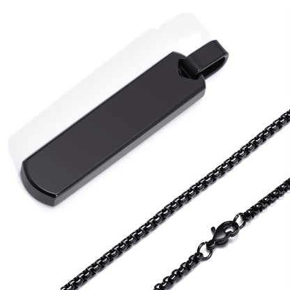 Letter Necklace Pendant Made of Stainless Steel, Featuring a Laser-Etched Design of 26 Letters, Polished for a Stylish 3D Rectangular Look, Suitable for Men.