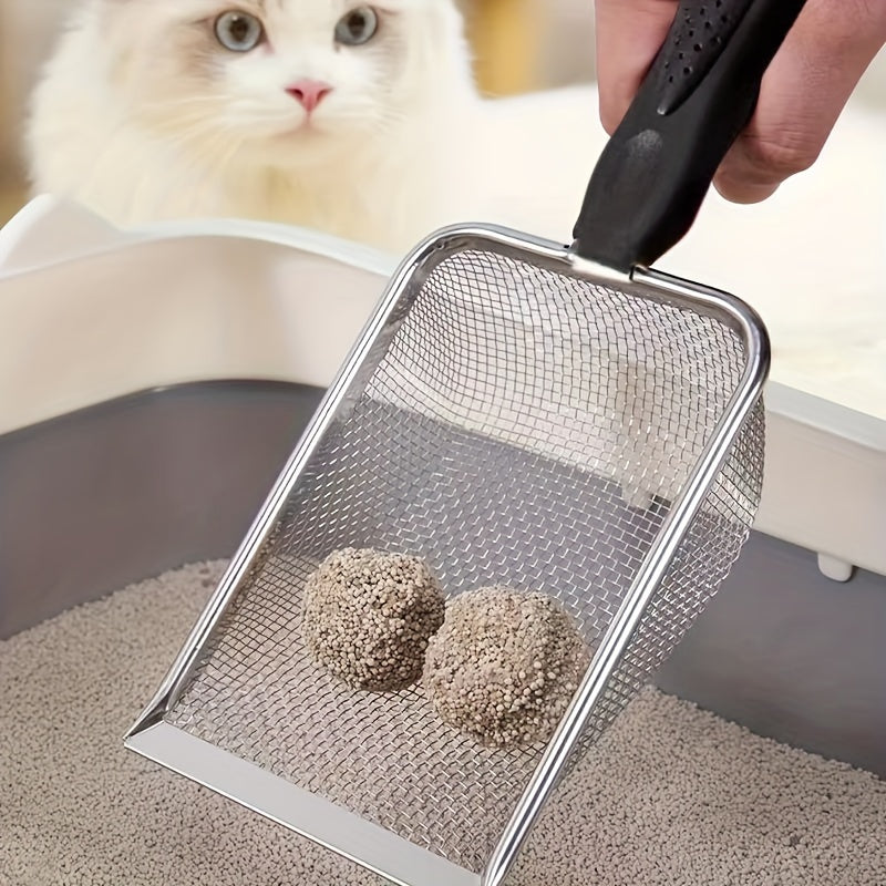 Durable Stainless Steel Cat Litter Scoop with Ergonomic Handle - Easy Clean, Efficient Pet Waste Shovel for Fine Litter - Ideal for Quick Cleanup After Pet Owners Spill their Litter, Cat Litter Scoop