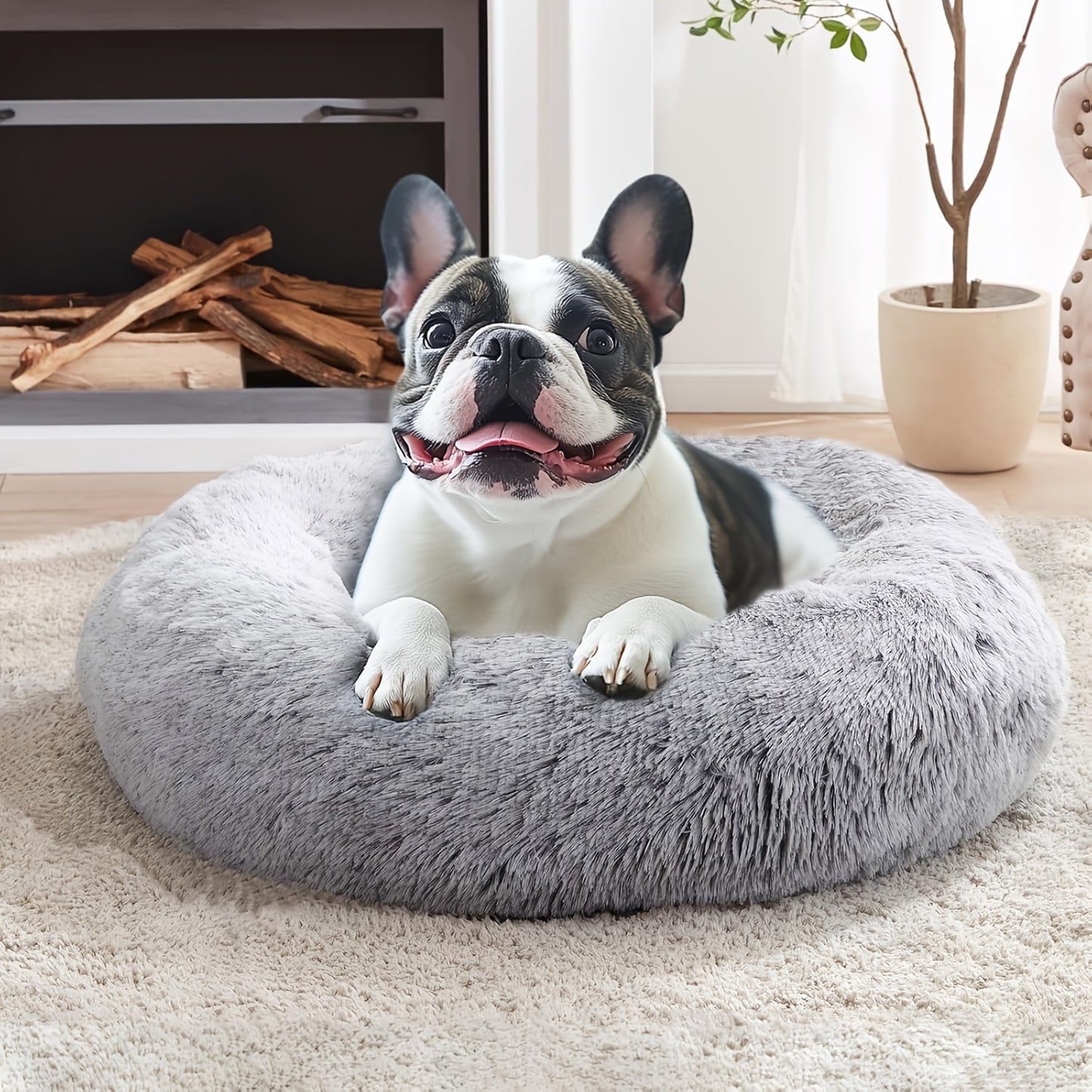 Extra Large Round Plush Dog Bed with Non-Slip Base - 40cm-100cm, Soft Faux Fur Pet Bed for Small, Medium & Large Dogs, Cozy Warmth, Perfect Halloween & Christmas Gift, Available in 6 Sizes, Dog Bed for Dogs, Cozy Pet Furnitur