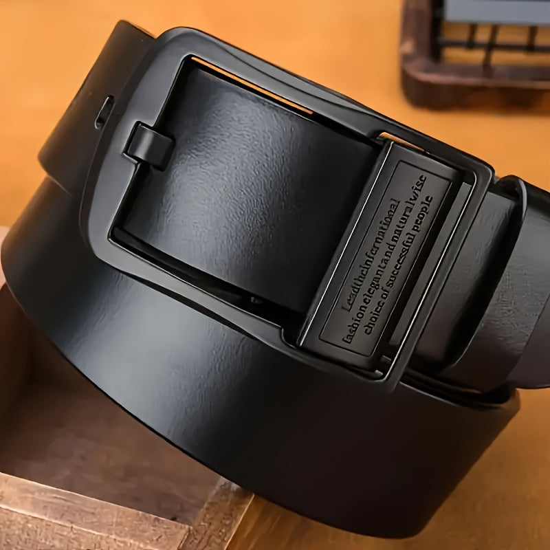 Men's Genuine Leather Belt, Vintage Cowhide Buckle Belt with Double-Ended Shoulder Straps, Business Casual Pants Belt