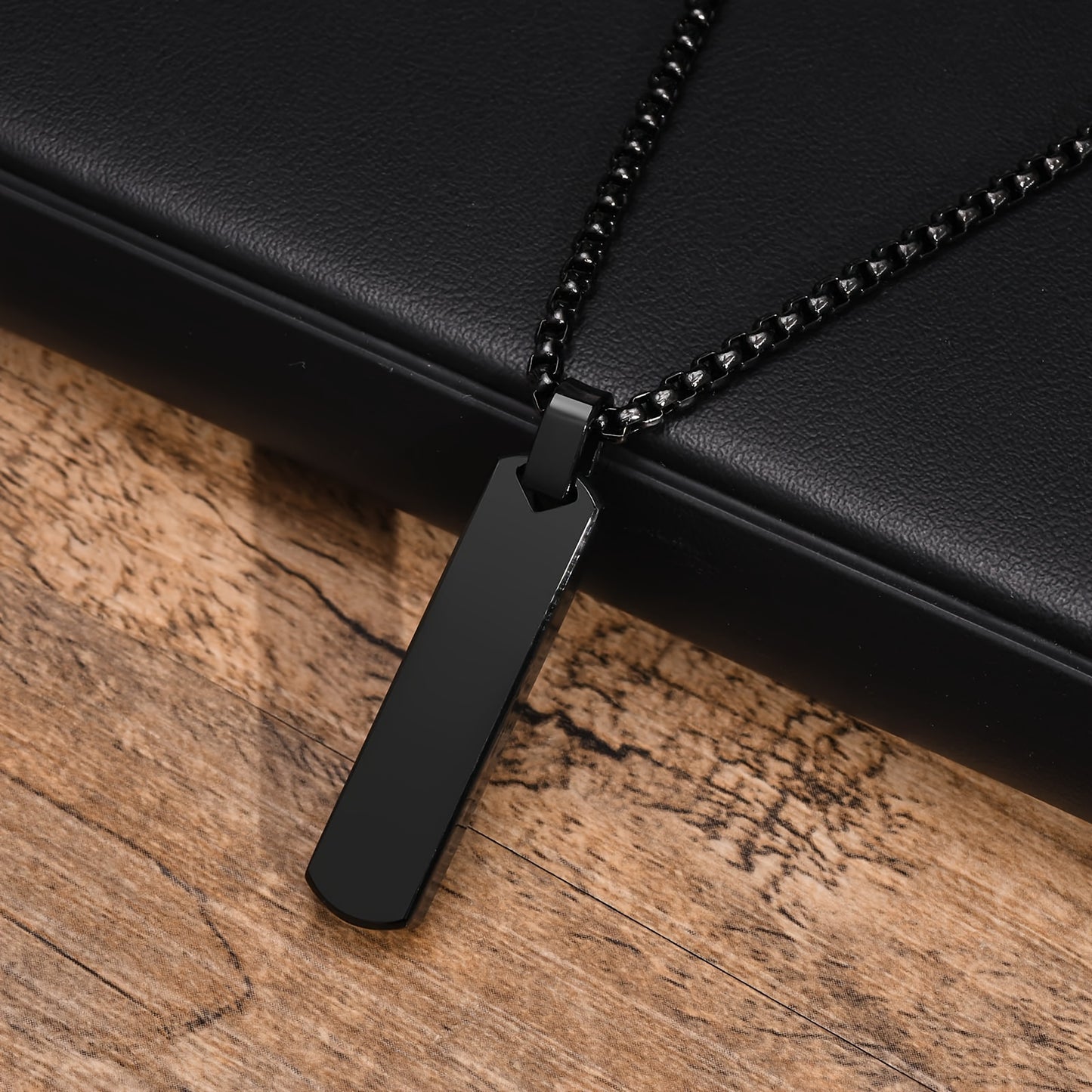 Letter Necklace Pendant Made of Stainless Steel, Featuring a Laser-Etched Design of 26 Letters, Polished for a Stylish 3D Rectangular Look, Suitable for Men.