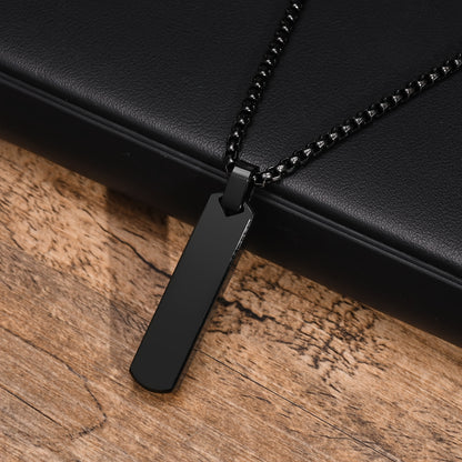 Letter Necklace Pendant Made of Stainless Steel, Featuring a Laser-Etched Design of 26 Letters, Polished for a Stylish 3D Rectangular Look, Suitable for Men.
