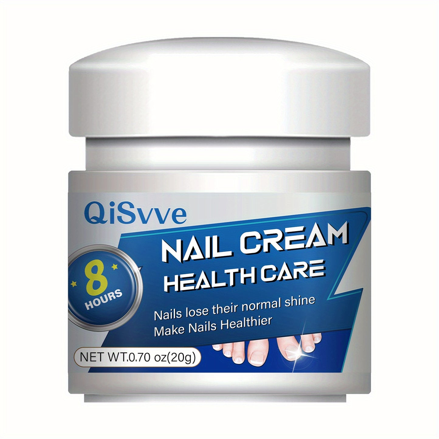 QiSvve 8-Week Nail Care Cream - Salicylic Acid & Plant Extract Formula for Strong, Healthy Fingernails & Toenails, Moisturizing Cuticle Care, Fades Yellowing, Smooths Rough Texture, Formaldehyde-Free, 0.70oz/, Nail Care Produ