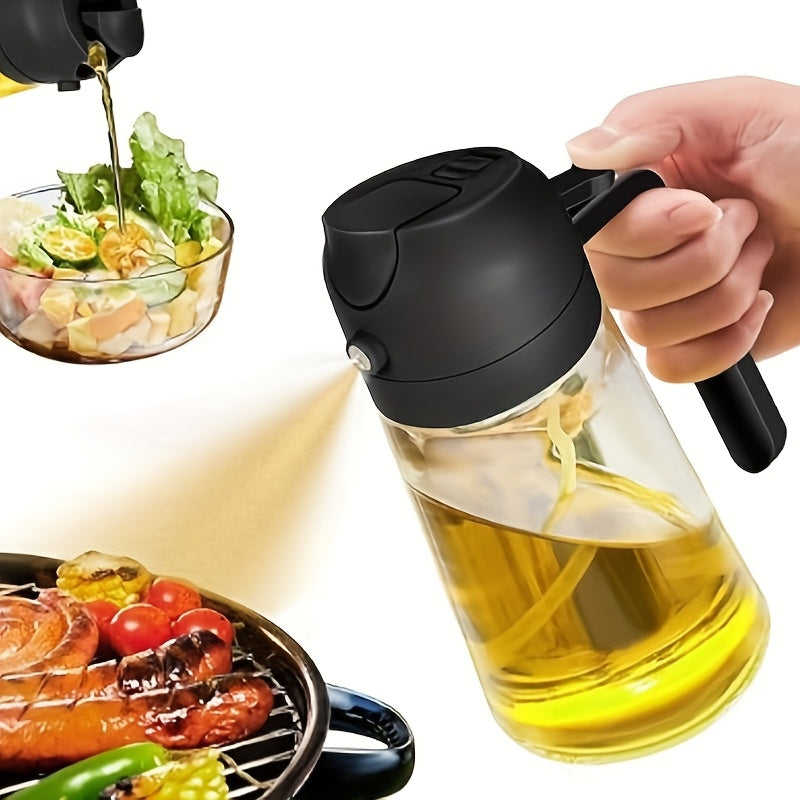 2-in-1 Oil Spray Bottle and Pourer with Precise Control - Portable Kitchen Oil Dispenser for Cooking, Salad, Baking, Grilling - Oil Sprayer with Spout, Easy-Clean Design - Ideal for Olive, Vegetable, Cooking Oils - Perfect fo