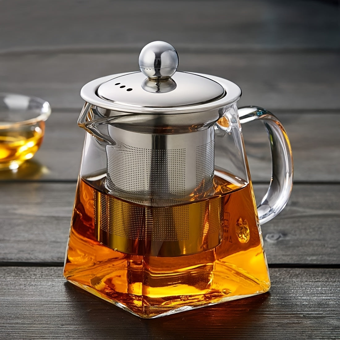 1pc Thick High-Temperature Resistant Glass Teapot with Stainless Steel Filter, Large Capacity for Herbal Tea, Black Tea, and Flower Tea - Ideal for Home Use, No Electricity Required, Home Tea Brewing | Elegant Teapot Design |