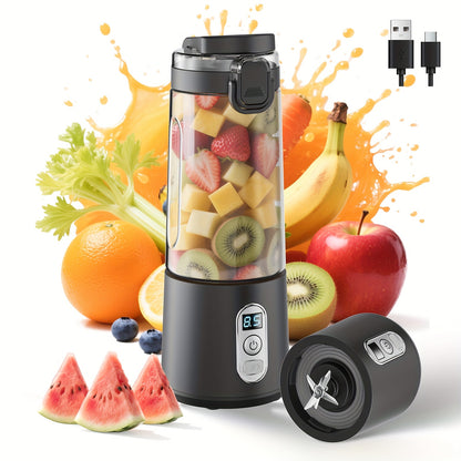 USB Rechargeable Portable Blender with Digital Timer Display, 10-Cup Capacity, Detachable & Easy-Clean Design for Smoothies, Juices, Protein Shakes - Ideal for Gym, Travel, Home Use, Smoothie Blender Portable, Juice Preparati