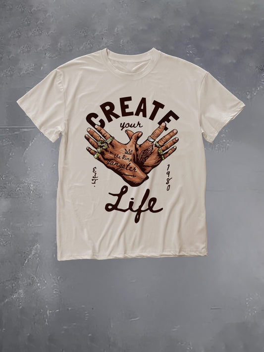 graphic print drop shoulder t-shirt, short sleeve crew neck casual top for spring & summer, Women's clothing