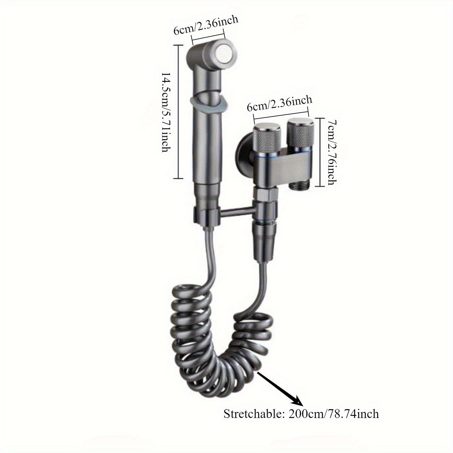 4-in-1 multifunctional bathroom high-pressure spray gun set with water angle valve, made of advanced stainless steel material, no need for electricity/ easy to install, suitable for toilets, bathrooms, floor flushing, and toi