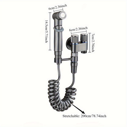 4-in-1 multifunctional bathroom high-pressure spray gun set with water angle valve, made of advanced stainless steel material, no need for electricity/ easy to install, suitable for toilets, bathrooms, floor flushing, and toi