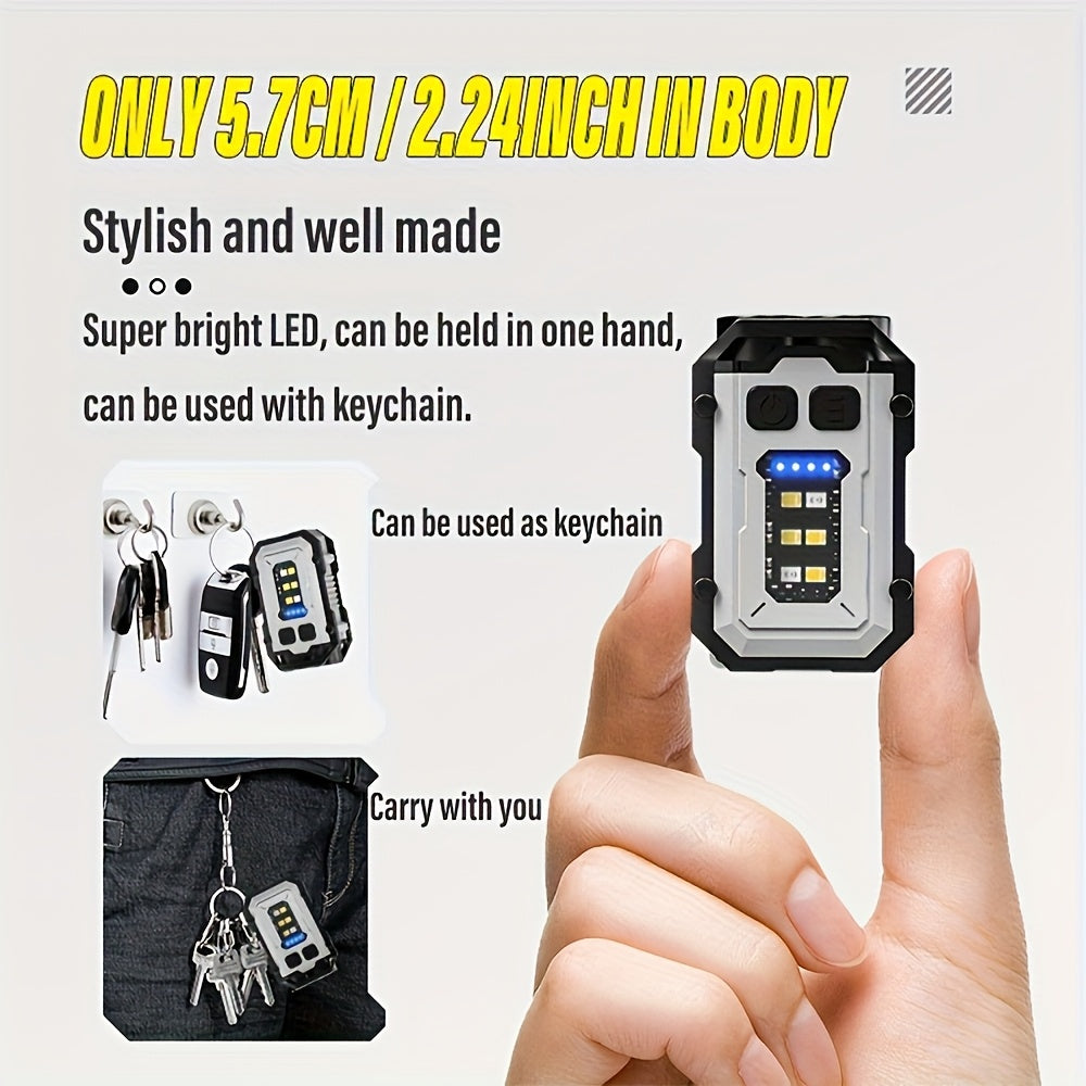 1pc LihangStar Mini Handheld Flashlight, USB Rechargeable Keychain Light with Power Display, Magnetic Base & Metal Clip, Super Bright Adjustable LED, 8 Modes, Battery, Type-C Charging for Outdoor Camping Hiking (Black), Hikin