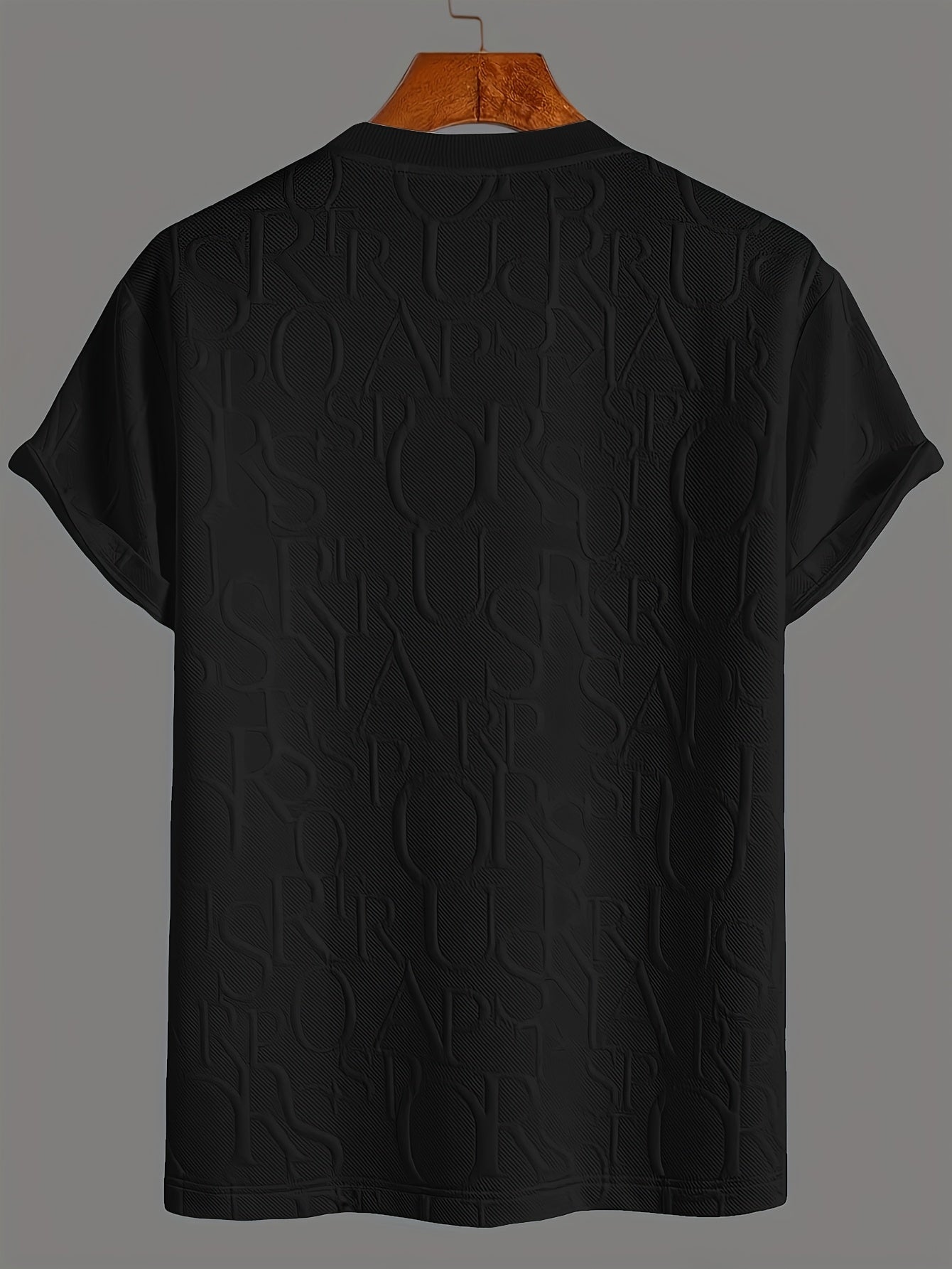 Men's Summer Casual Short Sleeve T-Shirt - Relaxed Fit Round Neck with Vertical Letter Print & Elastic Cuffs, Breathable Fabric for Daily Wear, Commuting & Outdoor Activities, Shirts for Summer