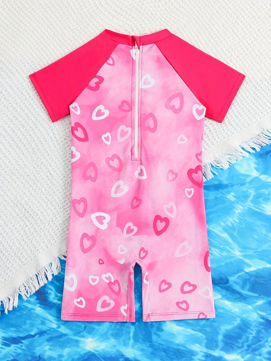 Cute Cartoon Unicorn Pattern Print Girls Spring And Summer Beach Vacation One-Piece Swimsuit