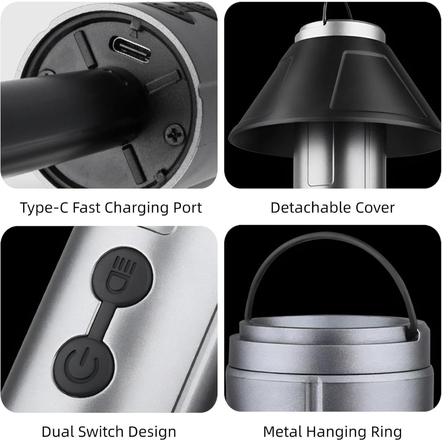 2-in-1 Retractable LED Camping Light, 3000 mAh Rechargeable Retractable Camping Light with USB Rechargeable Battery, 5 Lighting Modes, LED Flashlight, 270° Adjustable, 4 Height Adjustments, Hanging and Standing, Hidden Hook