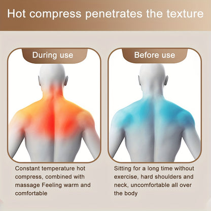 Beige Neck Massager with Hot Compress & Wireless Kneading - USB-Powered Portable Design for Neck, Back, Legs, Shoulders - Home Office Relaxation Gift for Men & Women, Neck And Shoulder Massager, Sleek Appliance Design, Adjust