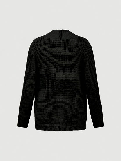 Men'S Casual Long Sleeve V-Neck Knit Cardigan - Loose Fit Solid Color Sweater with Pockets, Lightweight Acrylic for Fall/Winter, Versatile Layering Piece