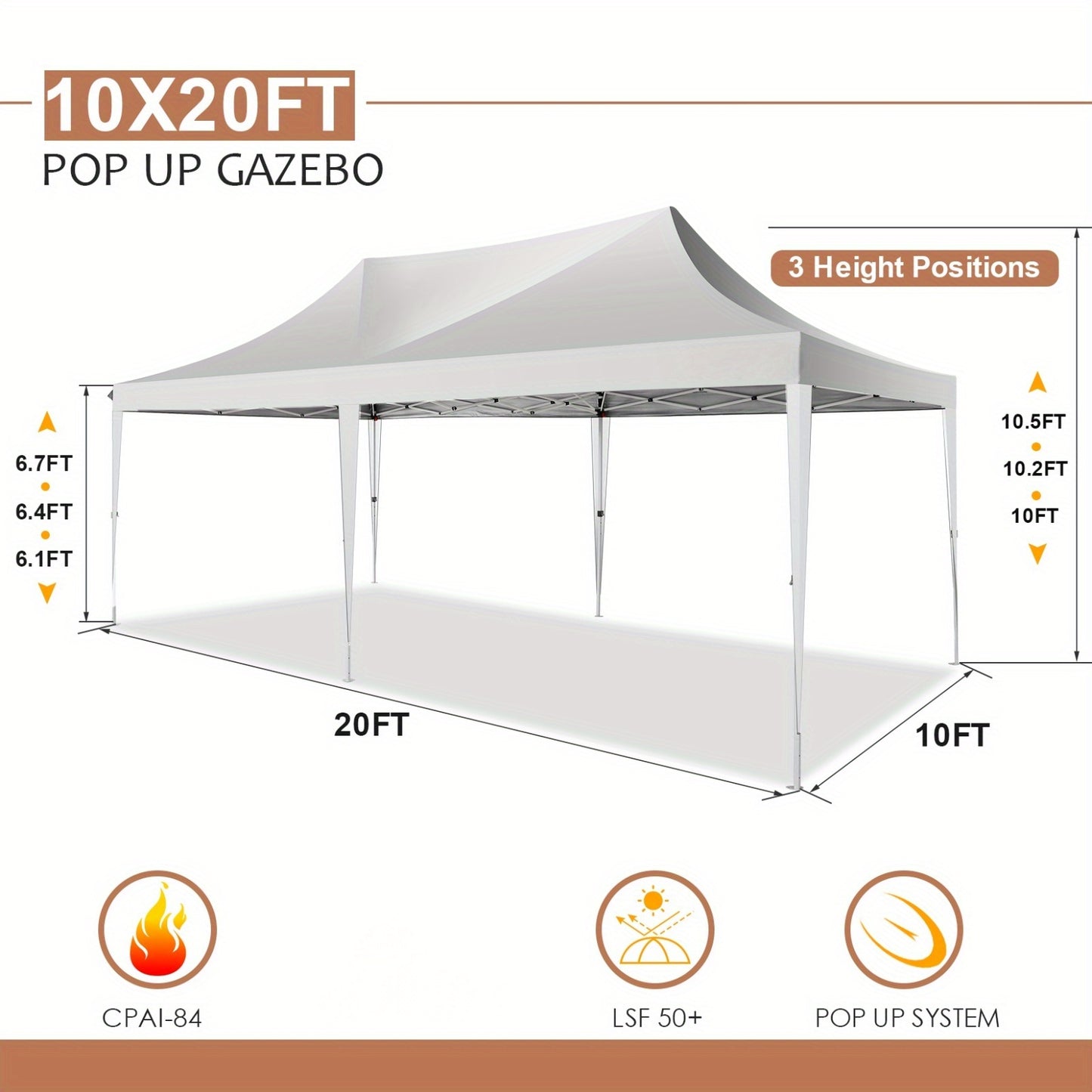 3x6m/3.05x3.05m Pop-up Tent With 6 Removable Side Walls Or 4 Removable Side Walls, With/without Sandbags, Style Optional, Suitable For Party Weddings, Garden Pavilion For Beach Wedding Camping Instant Awning, Upgraded Roof, W