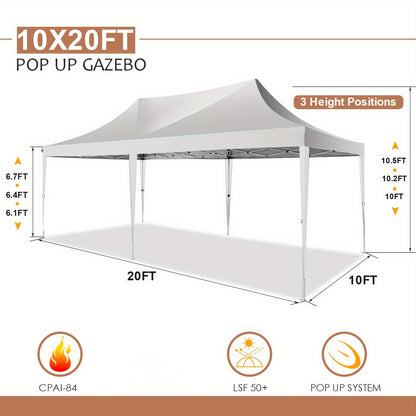3x6m/3.05x3.05m Pop-up Tent With 6 Removable Side Walls Or 4 Removable Side Walls, With/without Sandbags, Style Optional, Suitable For Party Weddings, Garden Pavilion For Beach Wedding Camping Instant Awning, Upgraded Roof, W