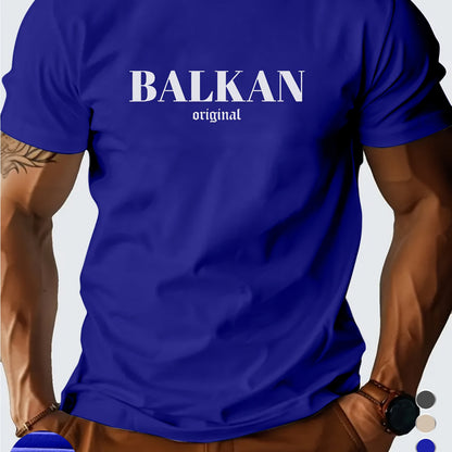 Men'S Casual Short Sleeve T-Shirt - "Made in Balkans" Print, Lightweight & Breathable Summer Tee, Round Neck, Regular Fit, Perfect for Casual Attire, Breathable Clothing | Modern Casualwear | Lightweight Shirt