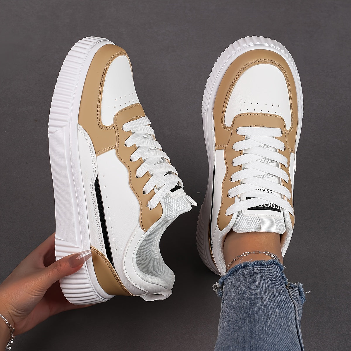 Women's High-Quality Casual Shoes, Lightweight Breathable Mesh with Synthetic Non-Slip Thick Sole Sneakers, Suitable for Work Running Travel. Elegant Footwear, Fashionable Shoe Style