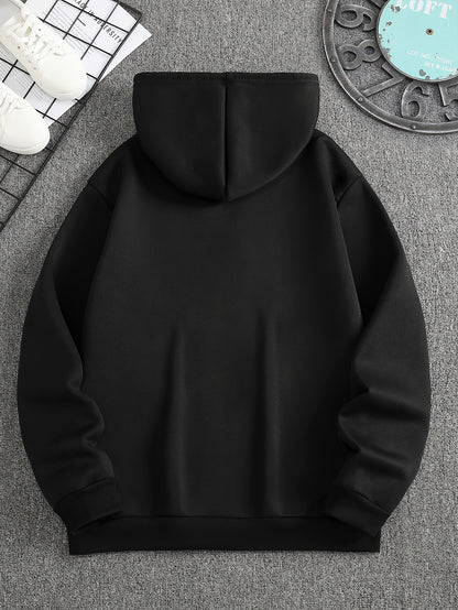 Men's Casual Hoodie with Letter Print - Cozy Pullover Sweatshirt with Kangaroo Pocket, Perfect for Fall & Winter Streetwear, Sweater Hoodie