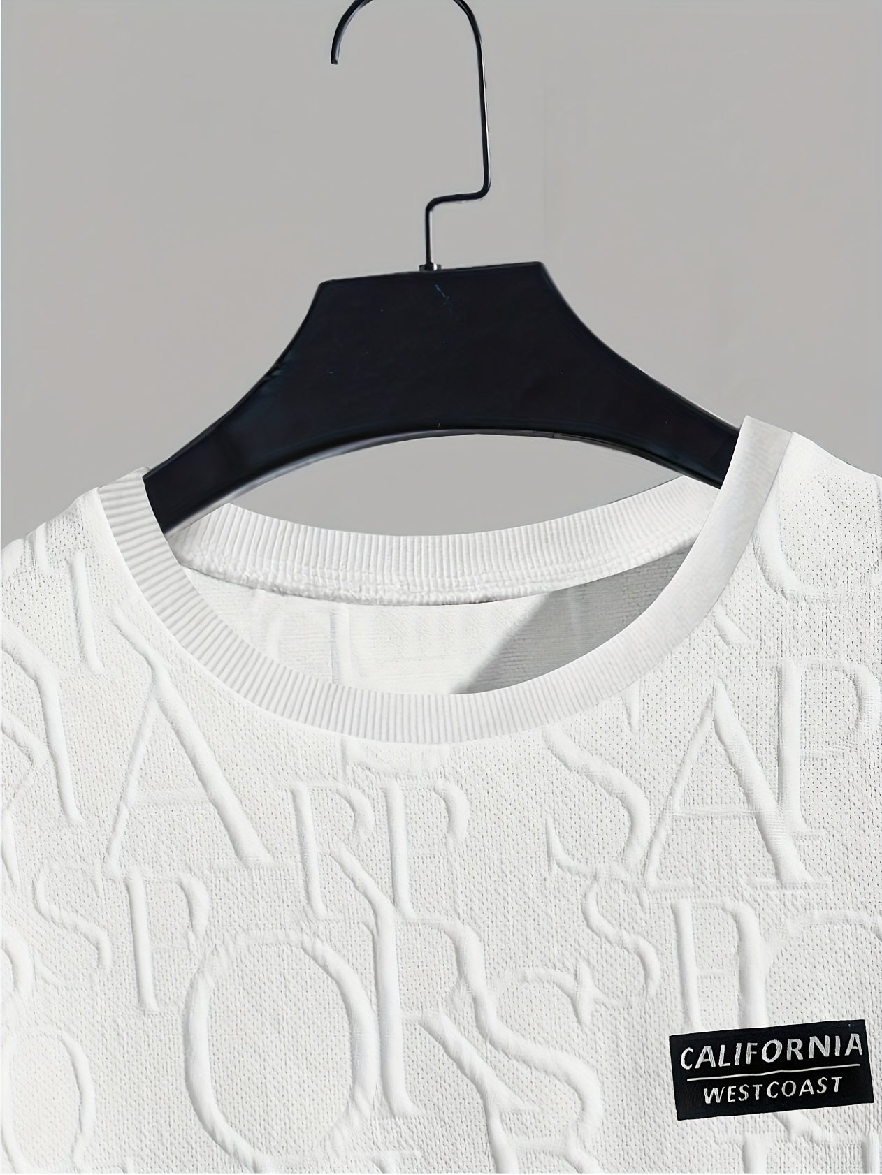 Men's Summer Casual Short Sleeve T-Shirt - Relaxed Fit Round Neck with Vertical Letter Print & Elastic Cuffs, Breathable Fabric for Daily Wear, Commuting & Outdoor Activities, Shirts for Summer