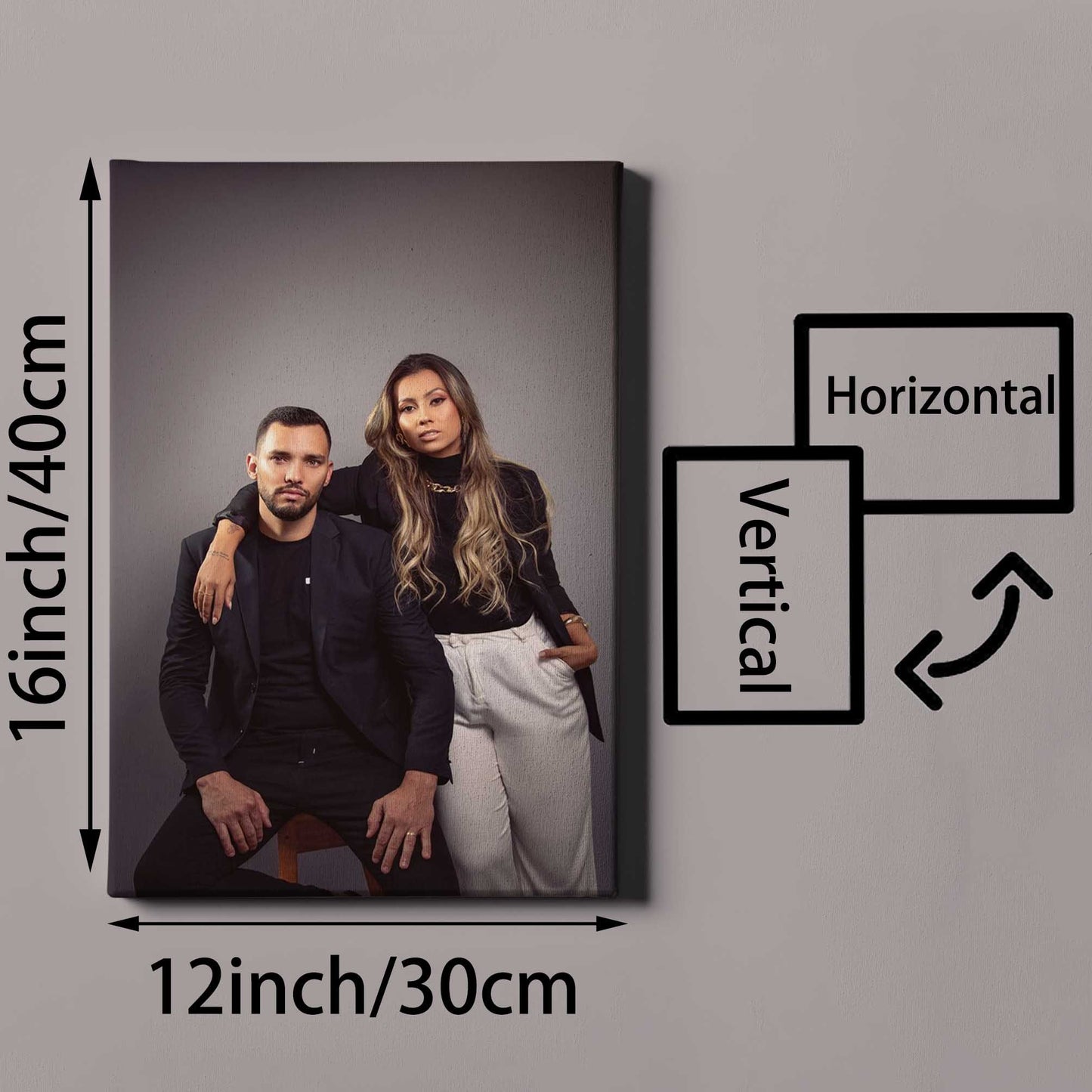 1pc Personalized Custom Photo Canvas Print with Pine Wood Frame, UV Printed Family Portrait Wall Art, Home Office Decor, Ideal for Dining Room, Bedroom, Living Room - Customized Hanging Picture