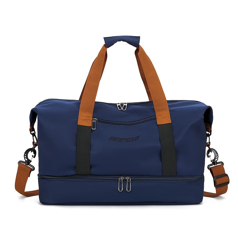 Men's Tote Bag - 1 Large Capacity Gym & Travel Duffel with Shoe Compartment, High-Quality Durable Design Expandable Side Straps for Men Fitness Business Vacation Use in Black/Gray/Blue/Beige/Transparent Gray Options Multi-Pur