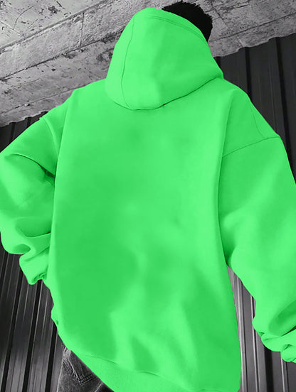 Men'S Casual Hoodie with Iconic Print - Stylish Pullover with Kangaroo Pocket, Stretch Fabric, Machine Washable - Perfect for Spring & Fall, Polyester Blend, Casual Wear Hoodie|Hooded Sweatshirt|Stretch Fabric Hoodie