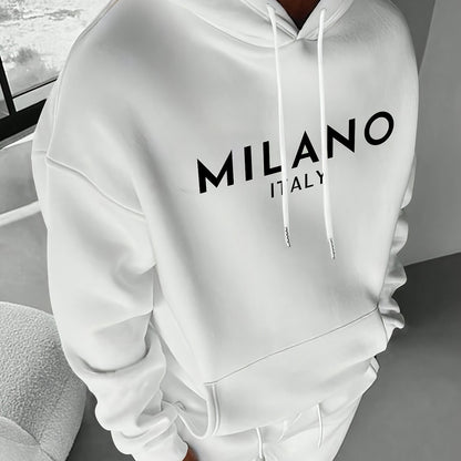 Men's Casual Hoodie with Letter Print - Cozy Pullover Sweatshirt with Kangaroo Pocket, Perfect for Fall & Winter Streetwear, Sweater Hoodie
