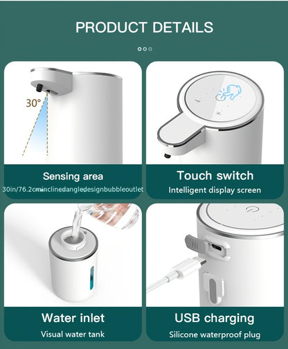 380Ml Automatic Soap Dispenser with Touchless Sensor - Wall-Mounted, Rechargeable Lithium Battery, USB Charging, Modern Black Design for Bathroom And Kitchen, Bathroom Soap Dispenser|Modern Soap Dispenser|Touchless Soap Dispe