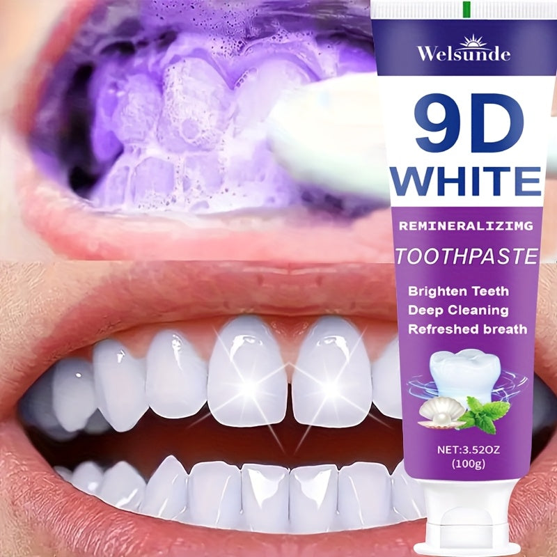 9D Purple Toothpaste, 100g/3.52oz - Deep Clean & Fresh Breath with Natural Pearl Essence for Dental Care, Refreshing Breath, Portable Travel-Friendly Formula, for Men & Women, suitable for daily use and travel